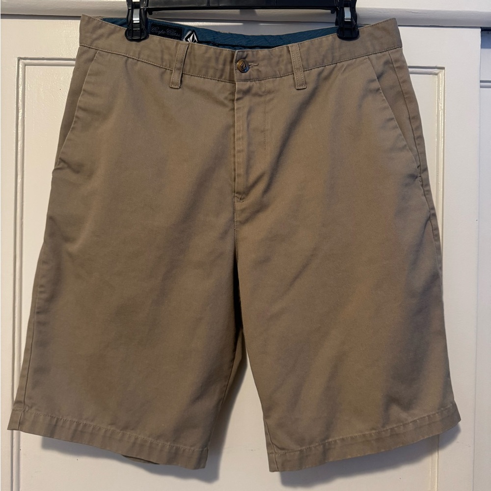 Volcom Men's Khaki Flat Front Shorts